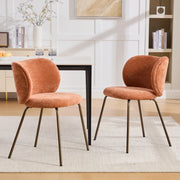 Sedie da Pranzo in Velluto con Gambe in Metallo ¨C MINIMAL ¨C Arancione, Set 2 Pezzi