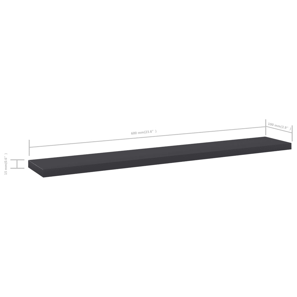 Ripiani per Libreria 4 pz Grigi 60x10x1,5 cm in Truciolato cod mxl 59248