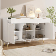 Credenza 4 ante e 3 cassetti con inserti in acrilico; bianca; 140x40x85;5 cm