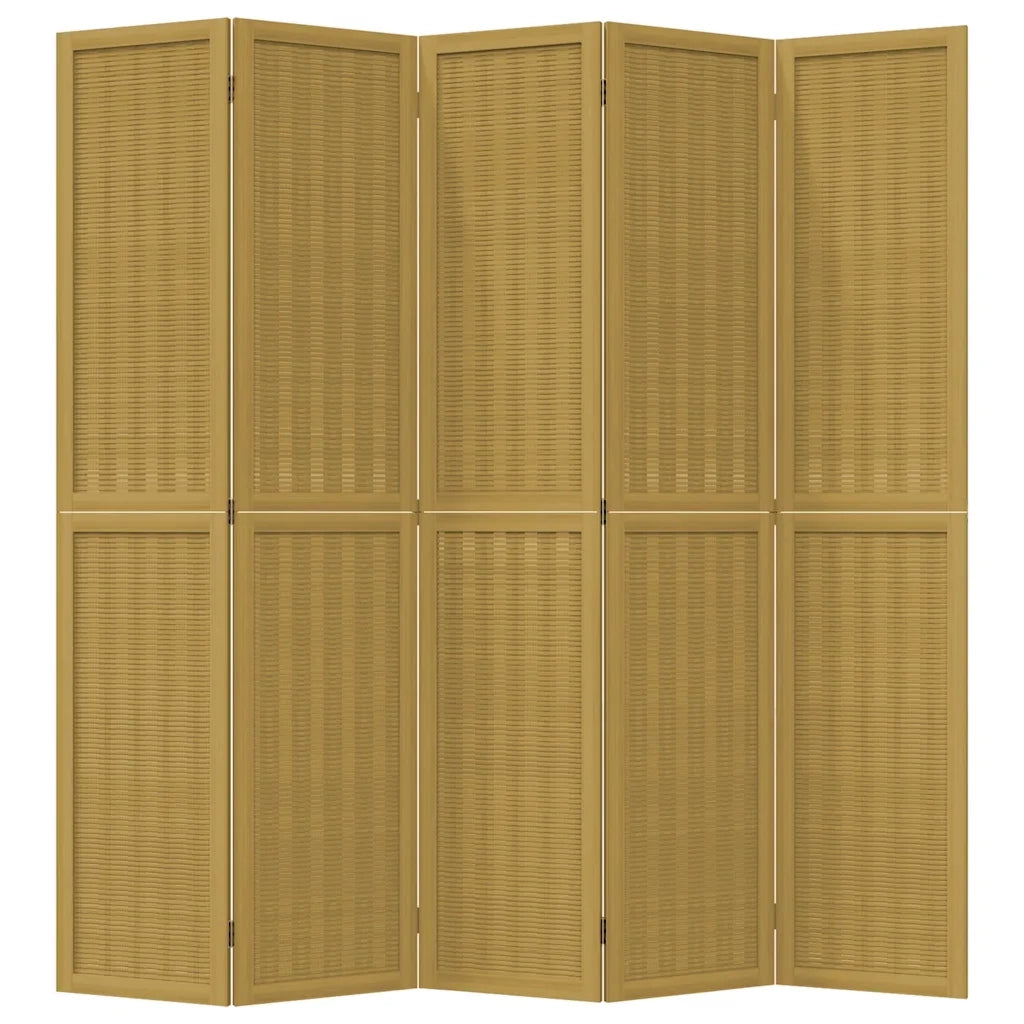Divisorio Ambienti 5 Pannelli Marrone Legno Massello Paulownia