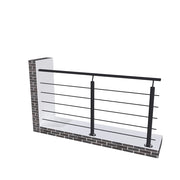 Ringhiera Parapetto in Alluminio Nero Opaco 200x100cm a Fissaggio a Pavimento, con supporto di collegamento a Parete