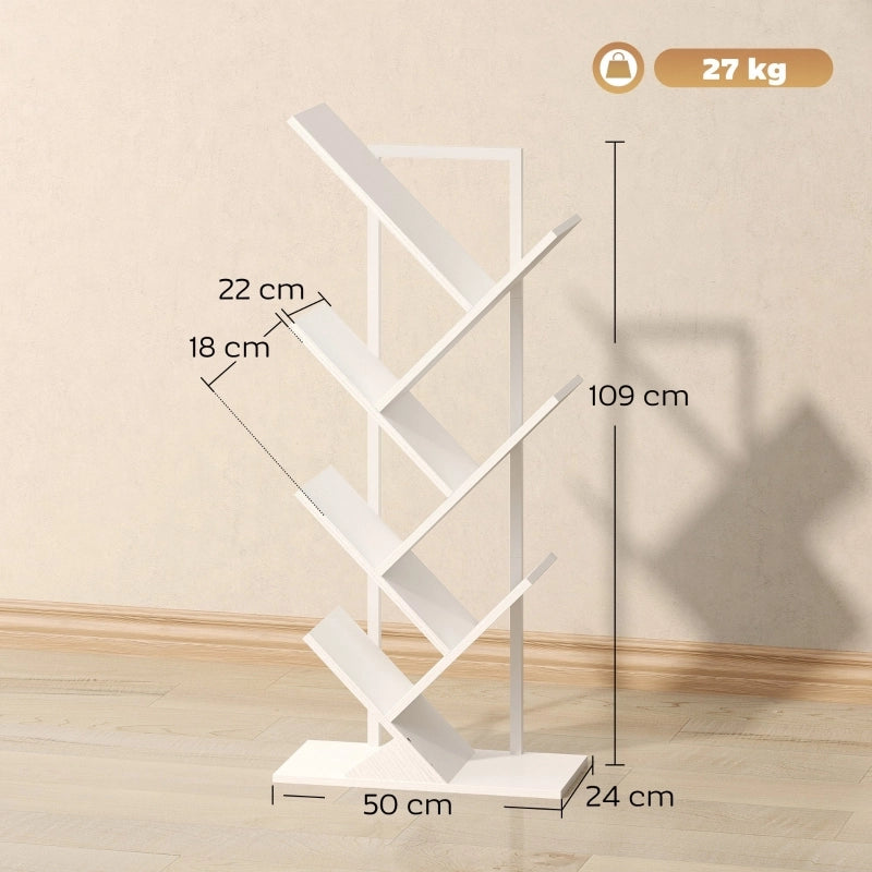LIBRERIA A 7 RIPIANI Design ad albero 50x24x109 cm Bianco