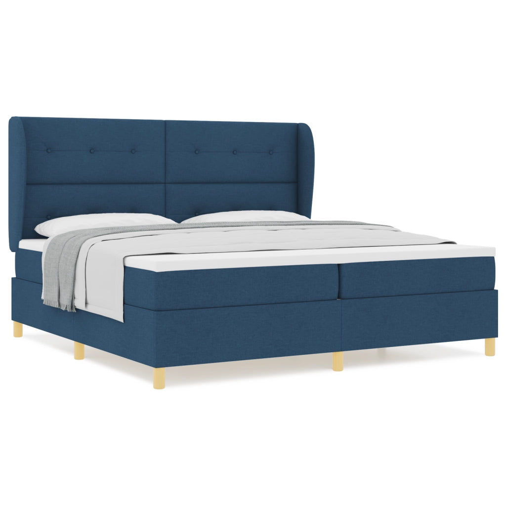 Letto Box Spring con Materasso Blu 200x200 cm in Tessuto