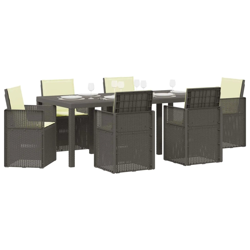 Set da Pranzo per Giardino 7 pcs Grigio chiaro e panna PP 3430083