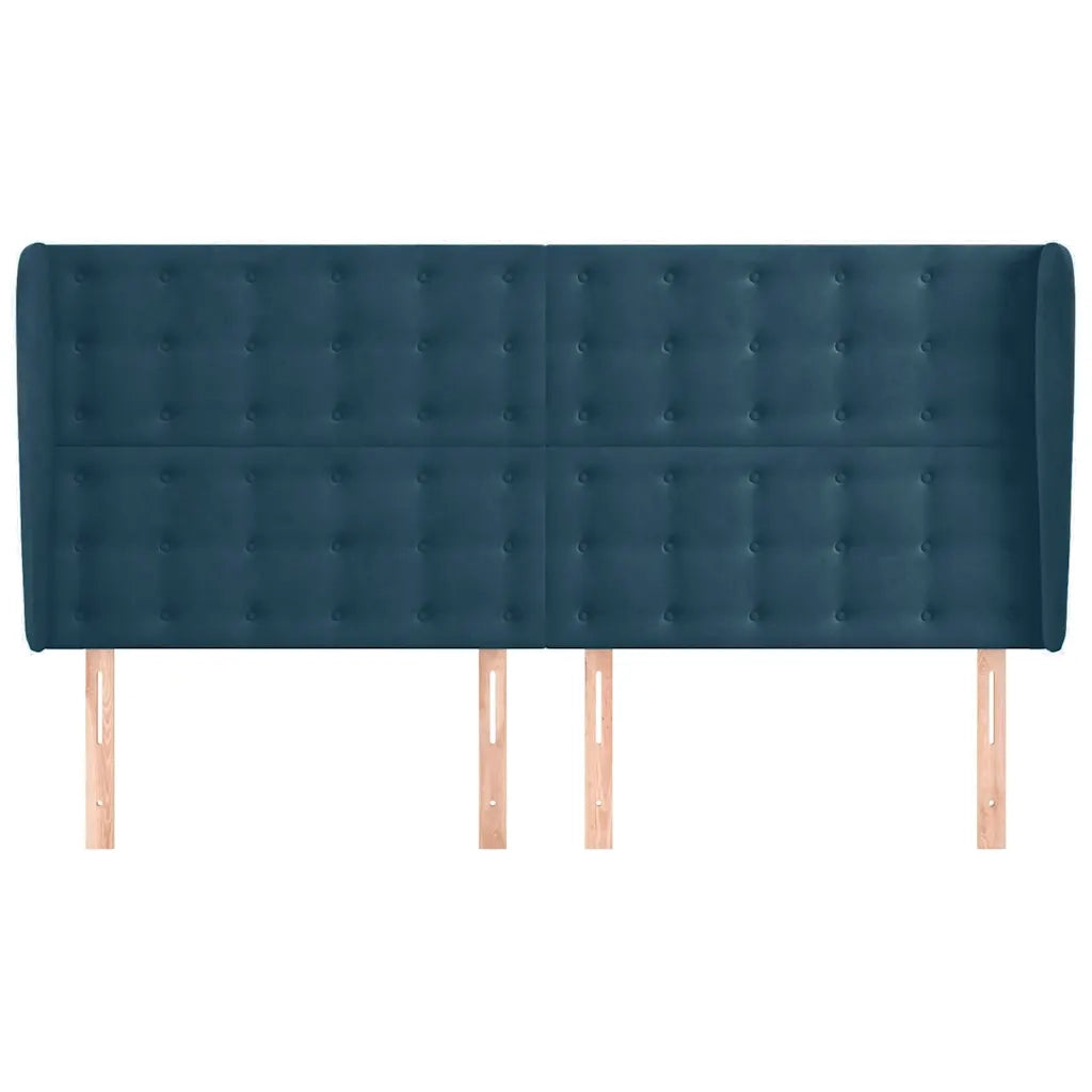Testiera ad Orecchio-Testata con Orecchie Blu Scuro 183x23x118/128 cm in Velluto 890176