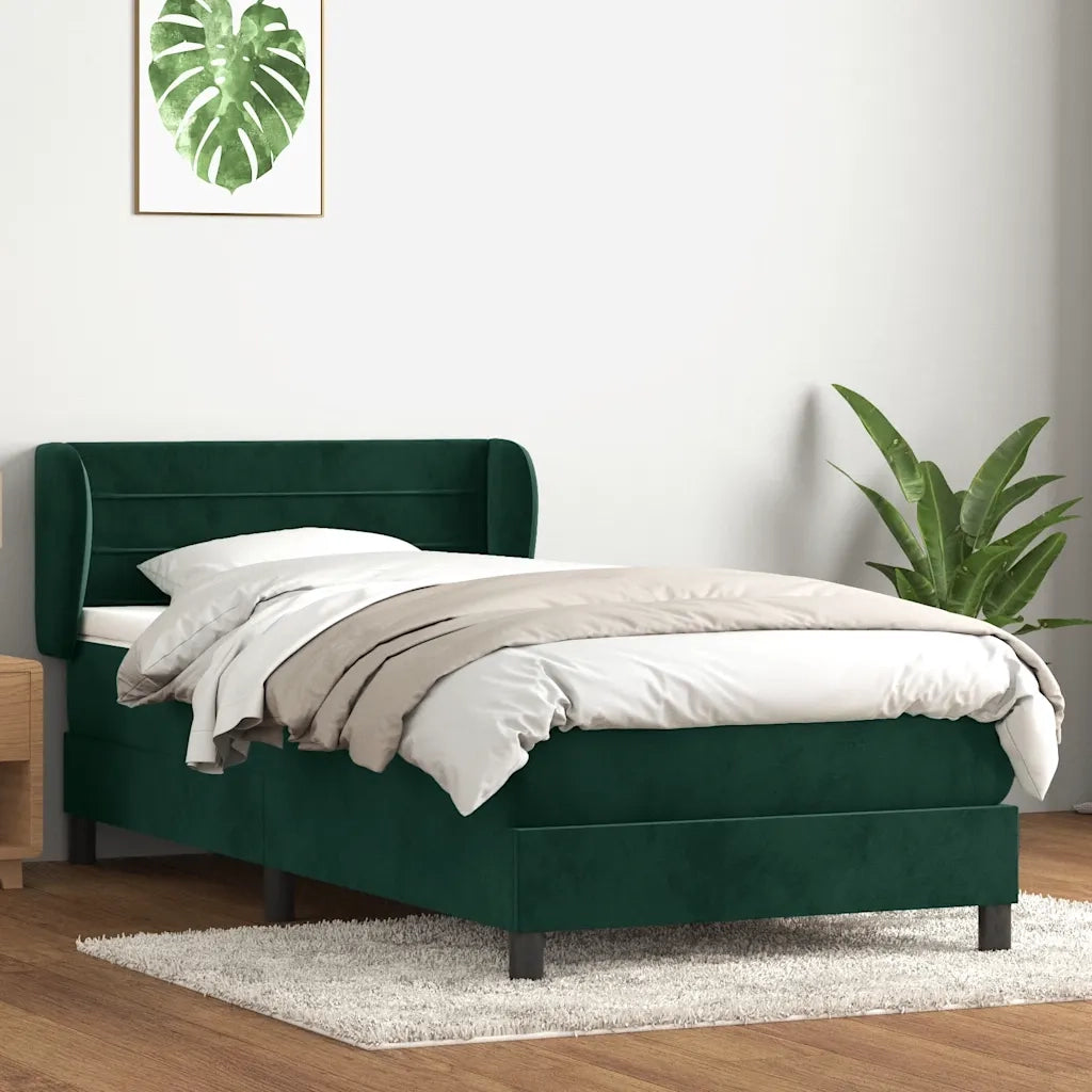 Giroletto a Molle con Materasso Verde Scuro 80x220 cm Velluto 3317634