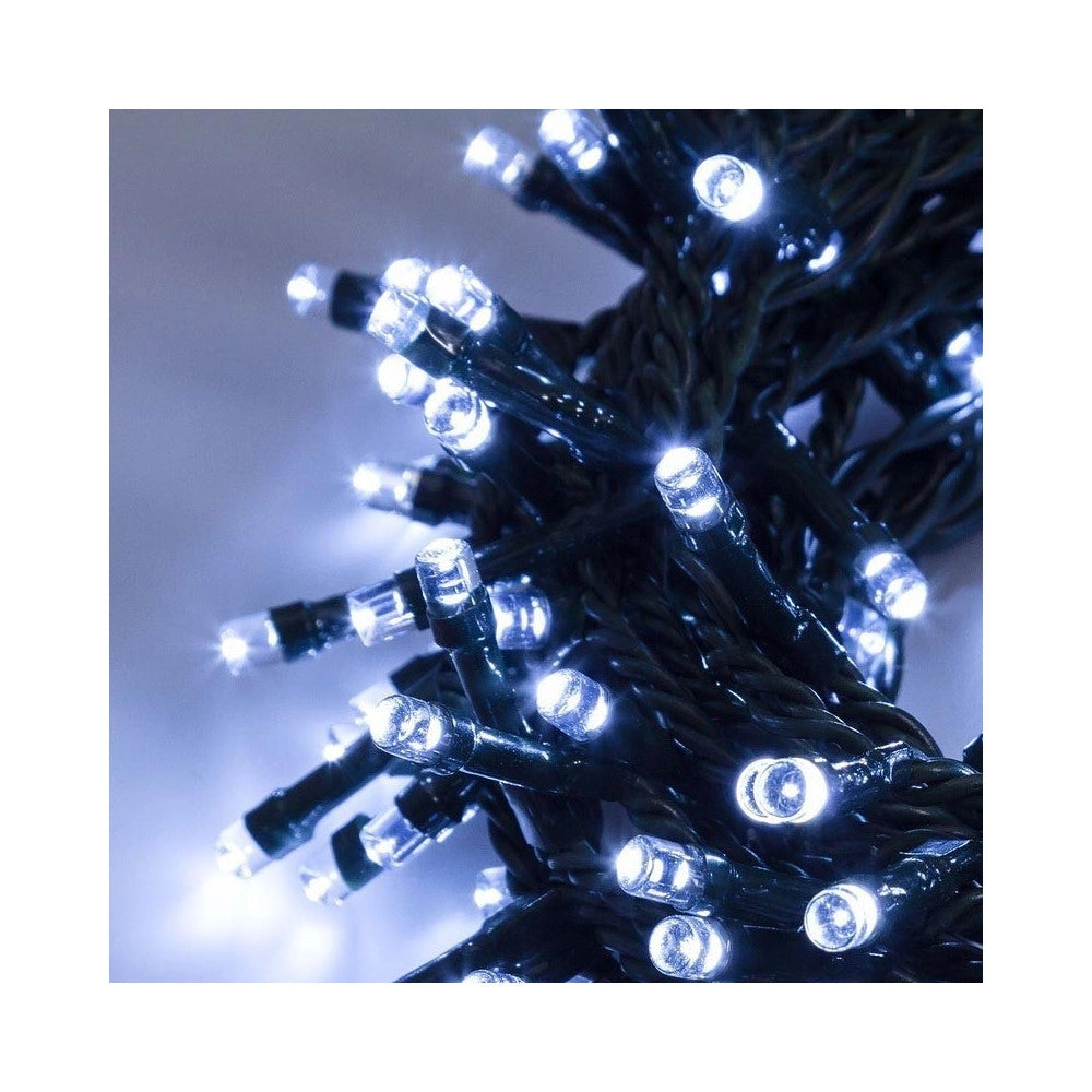 Trade Shop - Catena Luminosa 180 Led Luci Bianco Freddo Per Esterno Controller 8 Funzioni 24v -