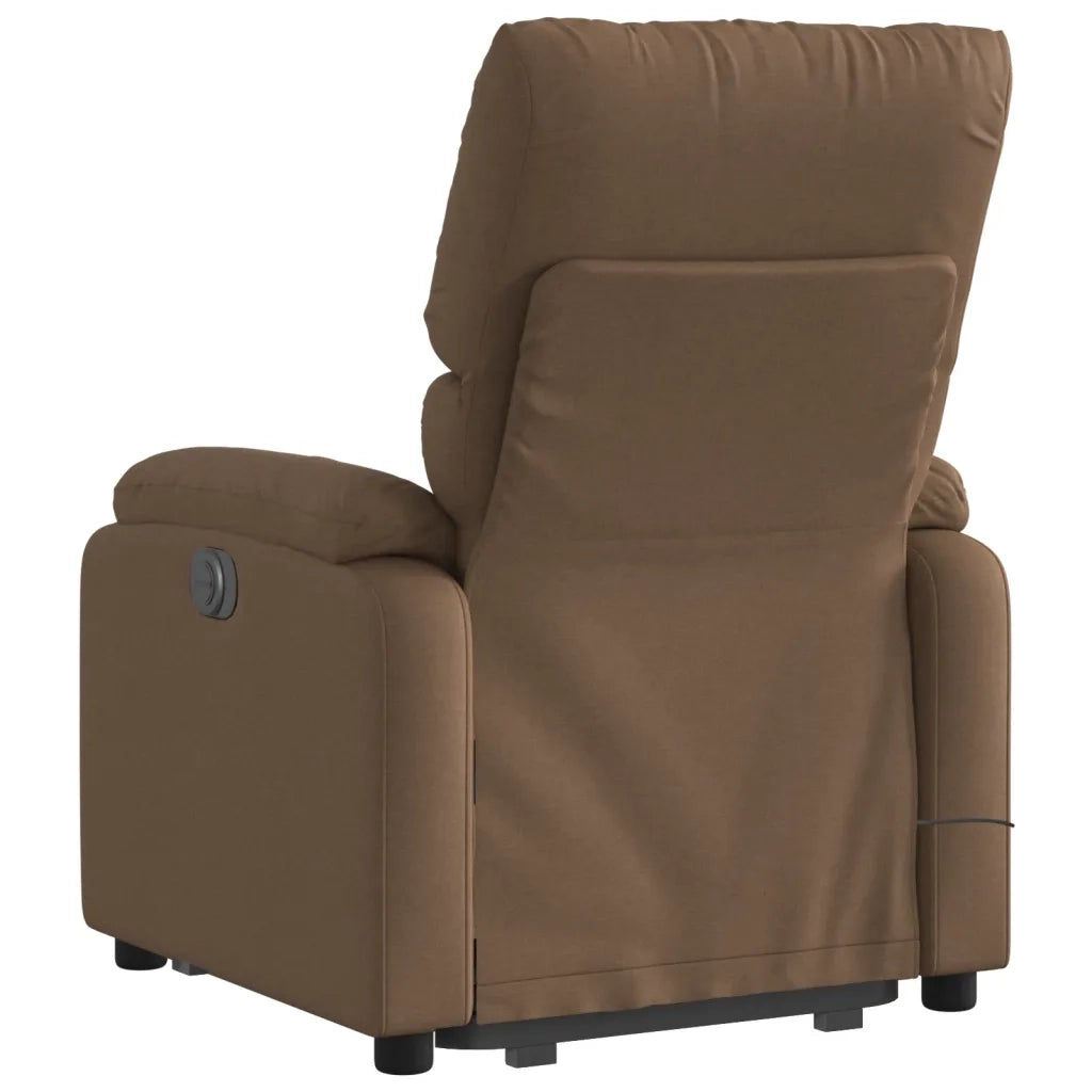 Poltrona Alzapersona Massaggiante | Sedia Relax Reclinabile Marrone Tessuto