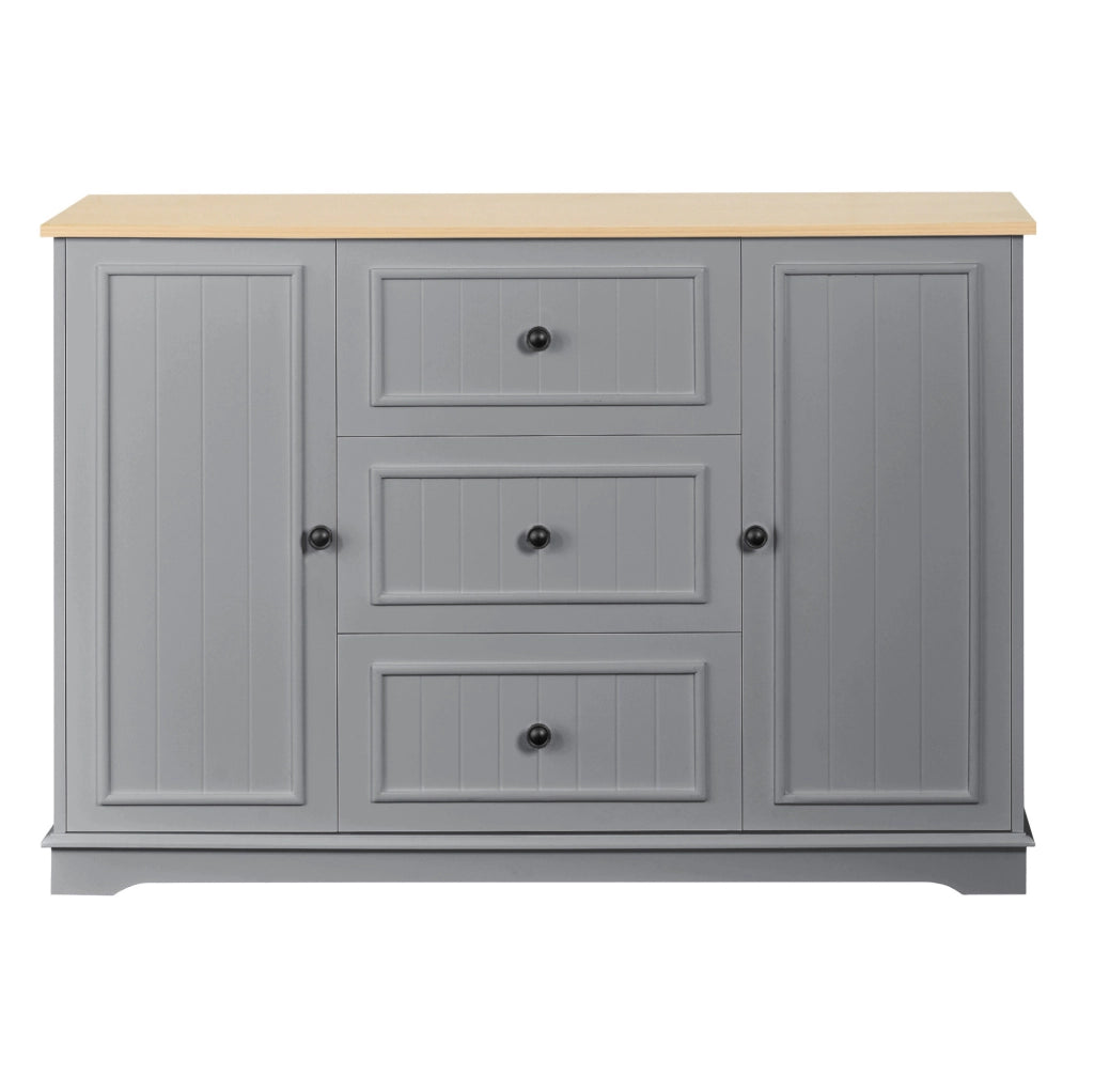 Credenza 126x40x86 cm con 3 cassetti e ante; MDF grigio