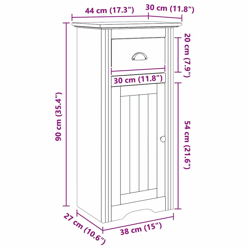 Mobile da Bagno con cassetto BODO Marrone miele 44 x 30 x 90 cm