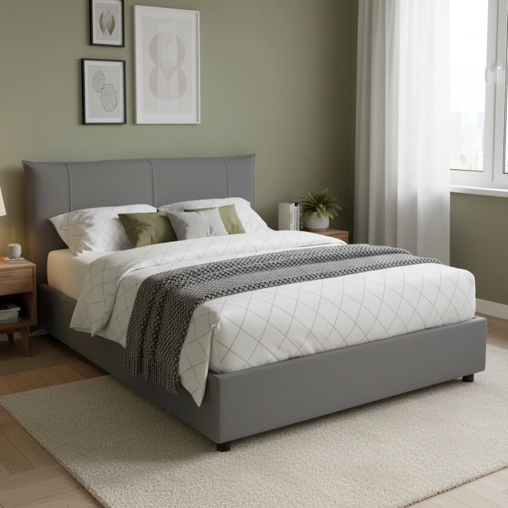Letto Matrimoniale Akasha, Letto Matrimoniale Sfoderabile Made in Italy, Grigio