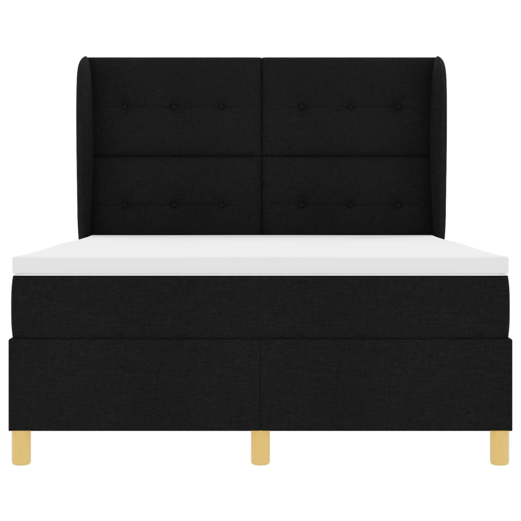 Letto Box Spring con Materasso Nero 140x200 cm
