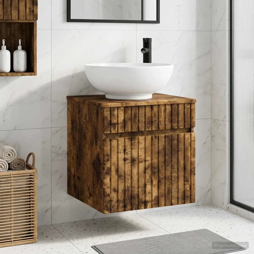 Mobile lavabo da parete Rovere Fumo 49 x 44,5 x 66,5 cm 890607
