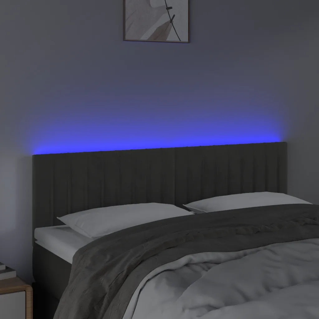 Testiera | Testata a LED Grigio Scuro 144x5x78/88 cm in Velluto
