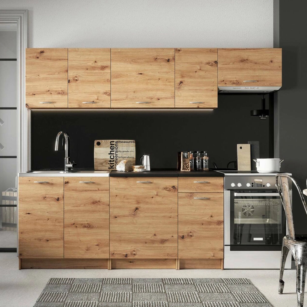 Cucinino Elettrodomestici non inclusi, Urzulei, Cucina Modulabile, Marrone Rovere Nodi