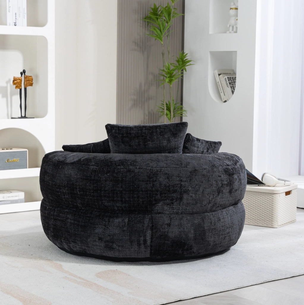 Poltrona sacco in ciniglia nera 108x108x52 cm