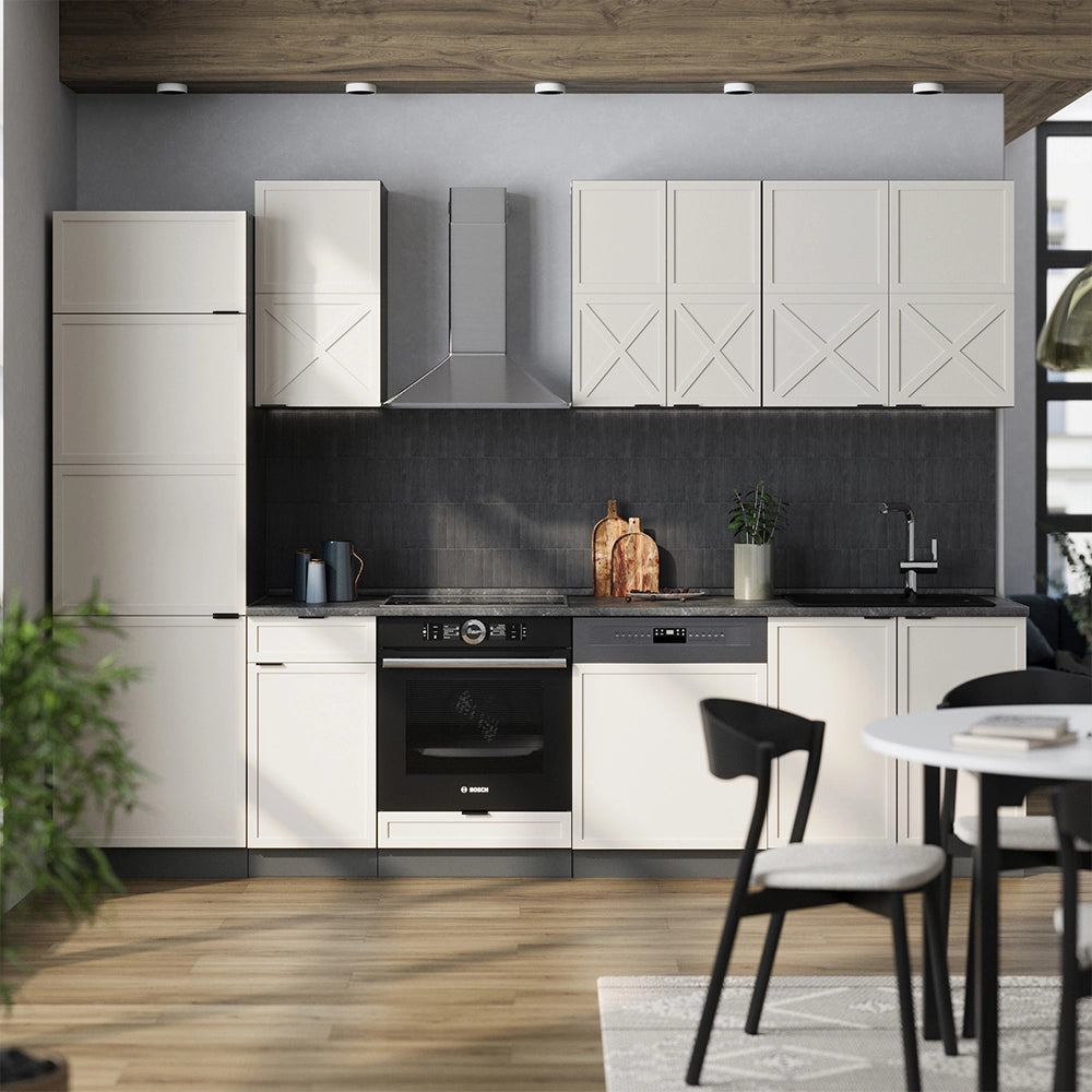 Cucina componibile Fame-Line GrigioBeige/Antracite 300 cm, PL Rovere Vicco