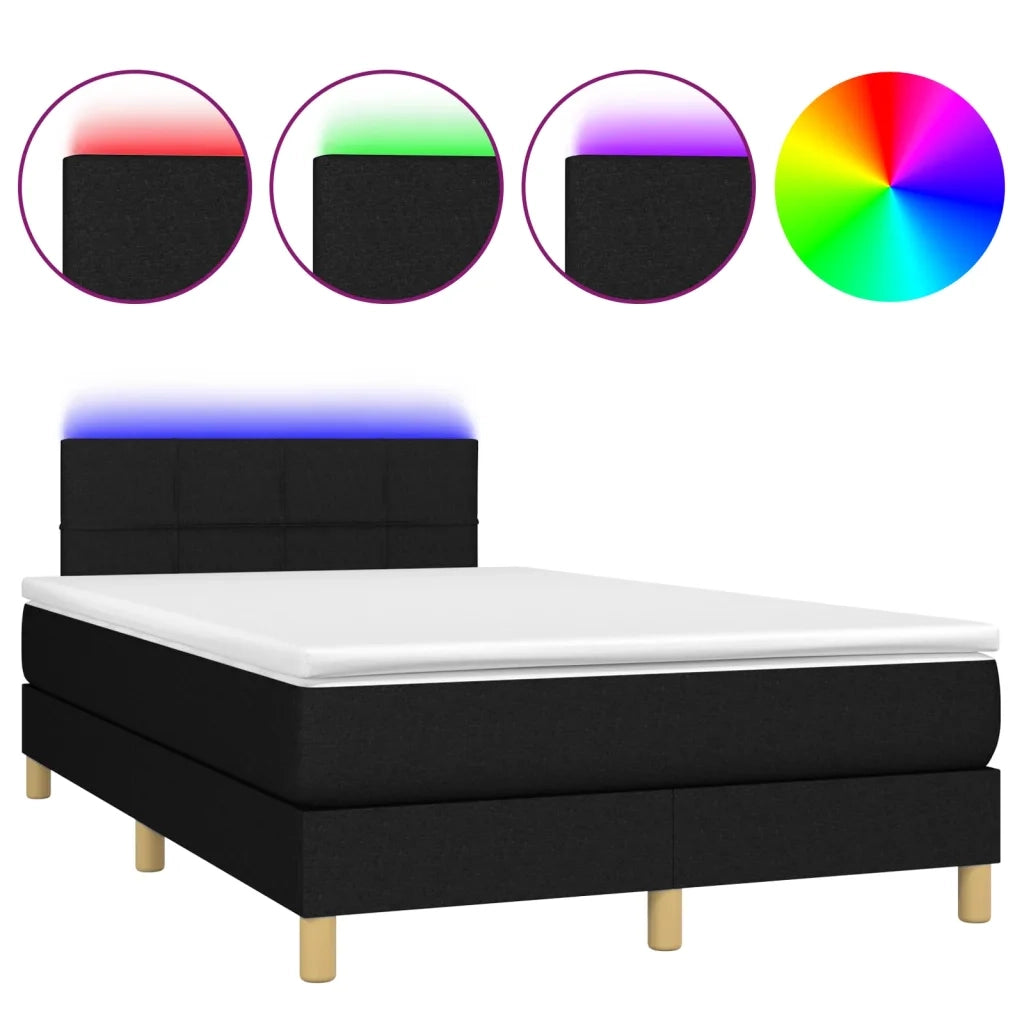 Letto a Molle con Materasso e LED Nero 120x200cm in Tessuto cod mxl 63998