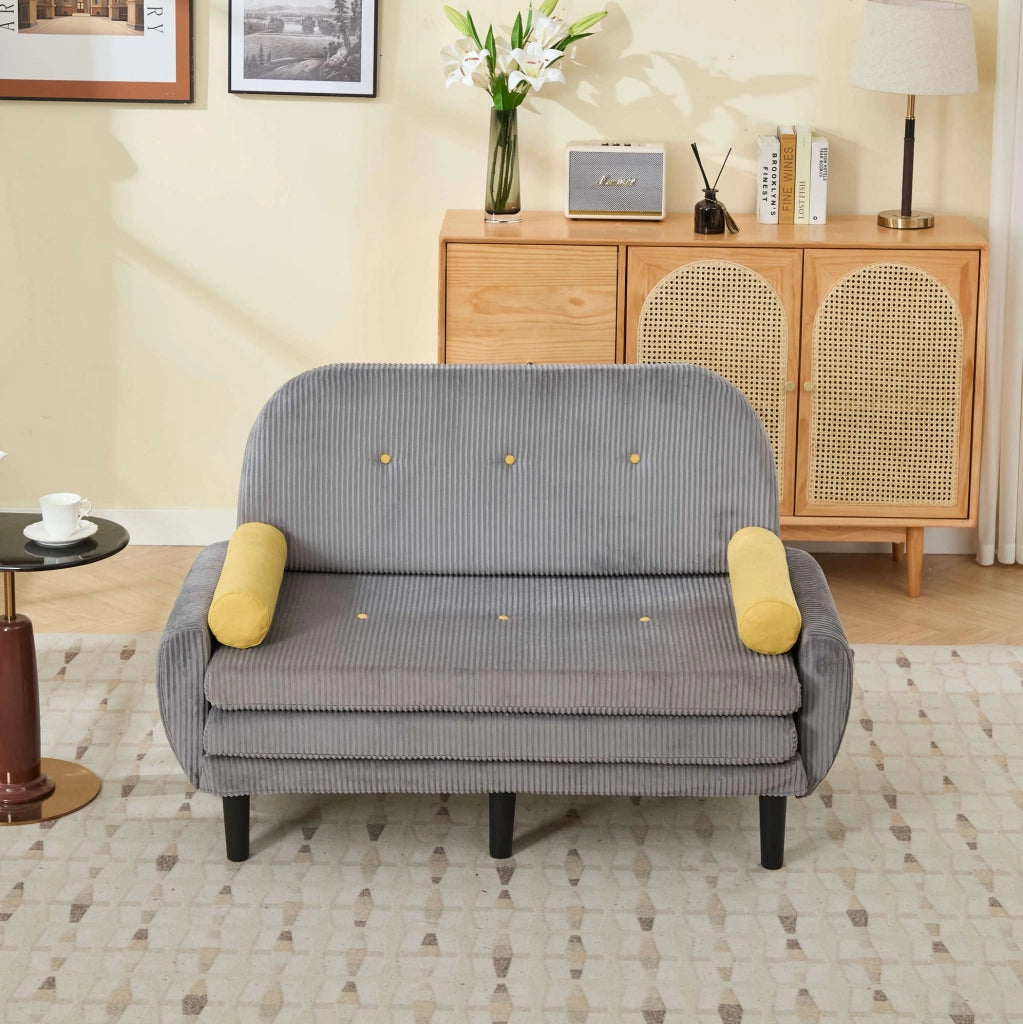 Divano Loveseat in Velluto Grigio con Contenitore, Letto e Poltrona Relax