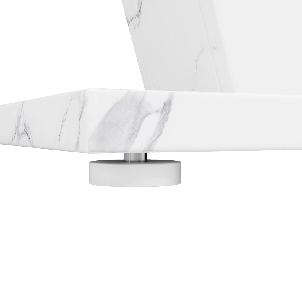 Tavolo da pranzo allungabile 120(160)x80x76 cm con piano effetto marmo; MDF e metallo bianco