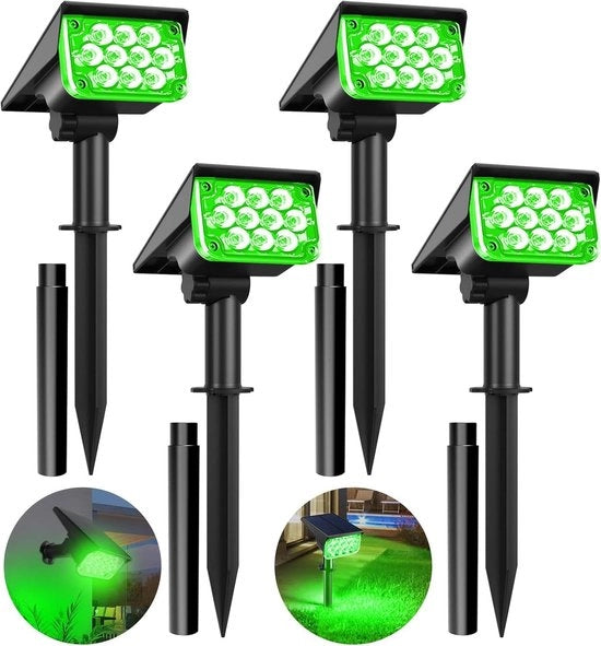 4 pezzi di lampada solare verde per esterno - impermeabile e senza fili - lampada solare regolabile per sentieri di giardino
