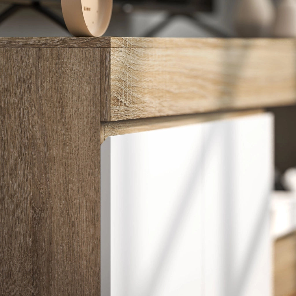 Mobile TV Max 60" con Armadietto 2 Ante e Ripiano Aperto 140x40x48 cm Legno Naturale e Bianco