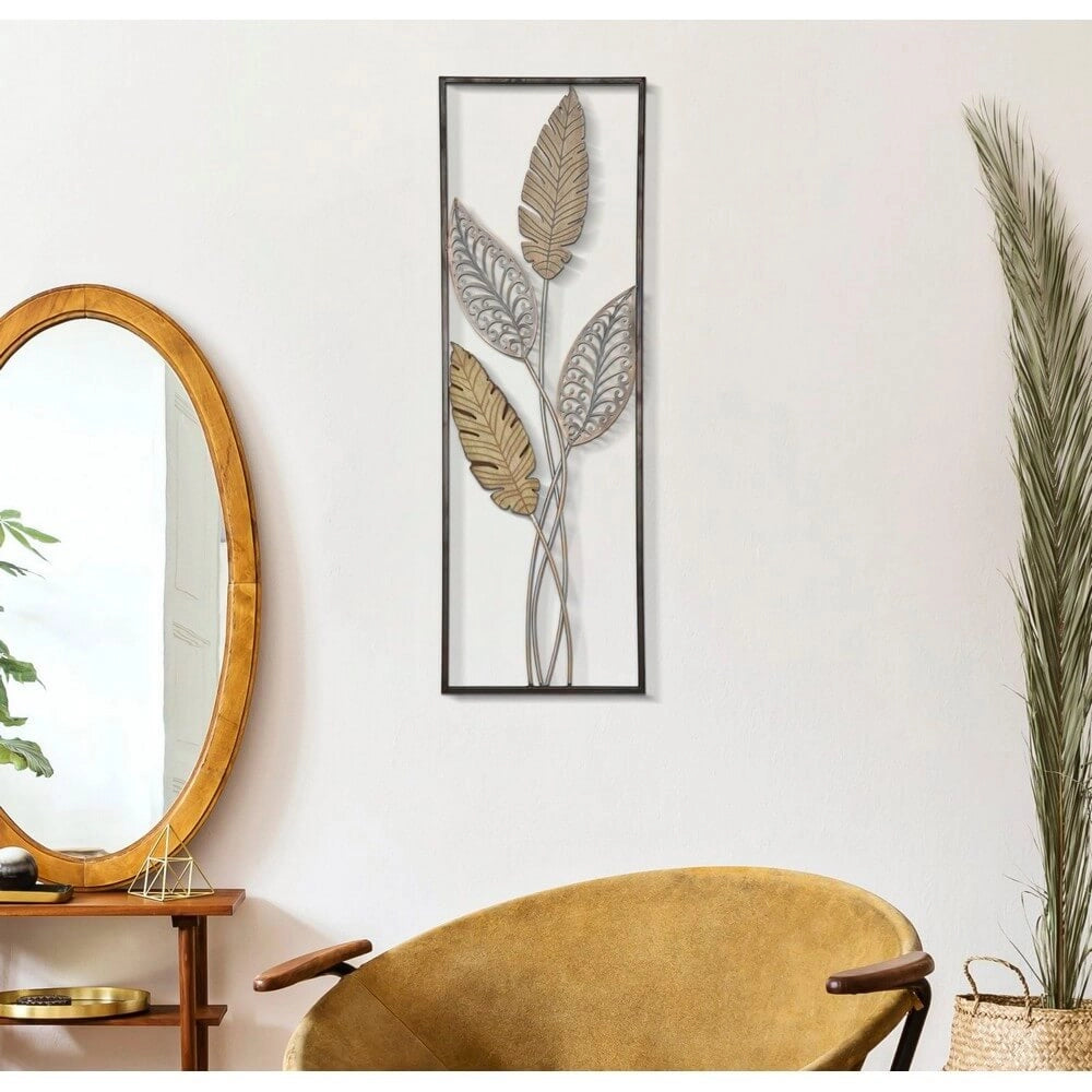 Decorazione parete ferro e legno foglie cm 30,5X1,90X91 - FARFALLA