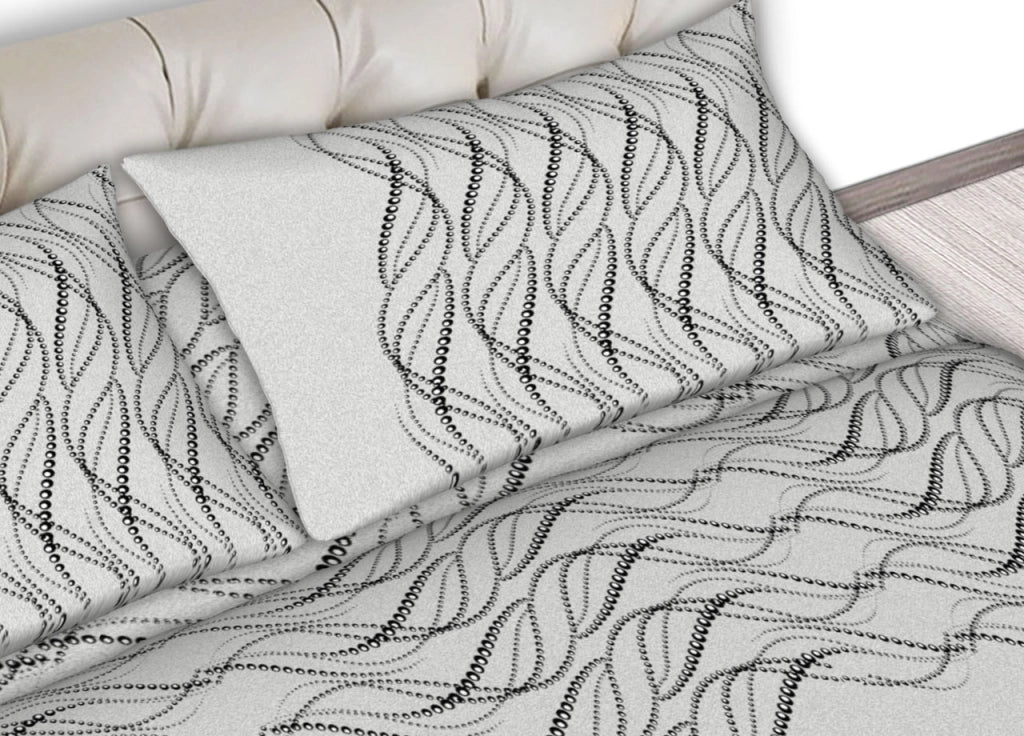 Completo Lenzuola Letto In 100% Cotone Made In Italy Disegni Assortiti C.N - 2 Piazze - Perla Grigio