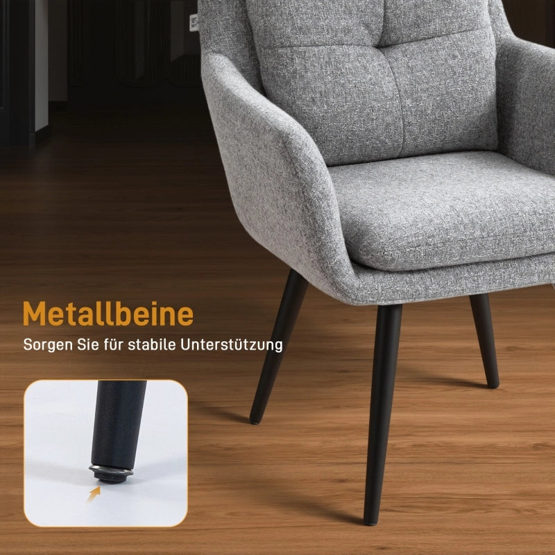 POLTRONA Imbottita 65x72x86 cm Grigio Chiaro in metallo
