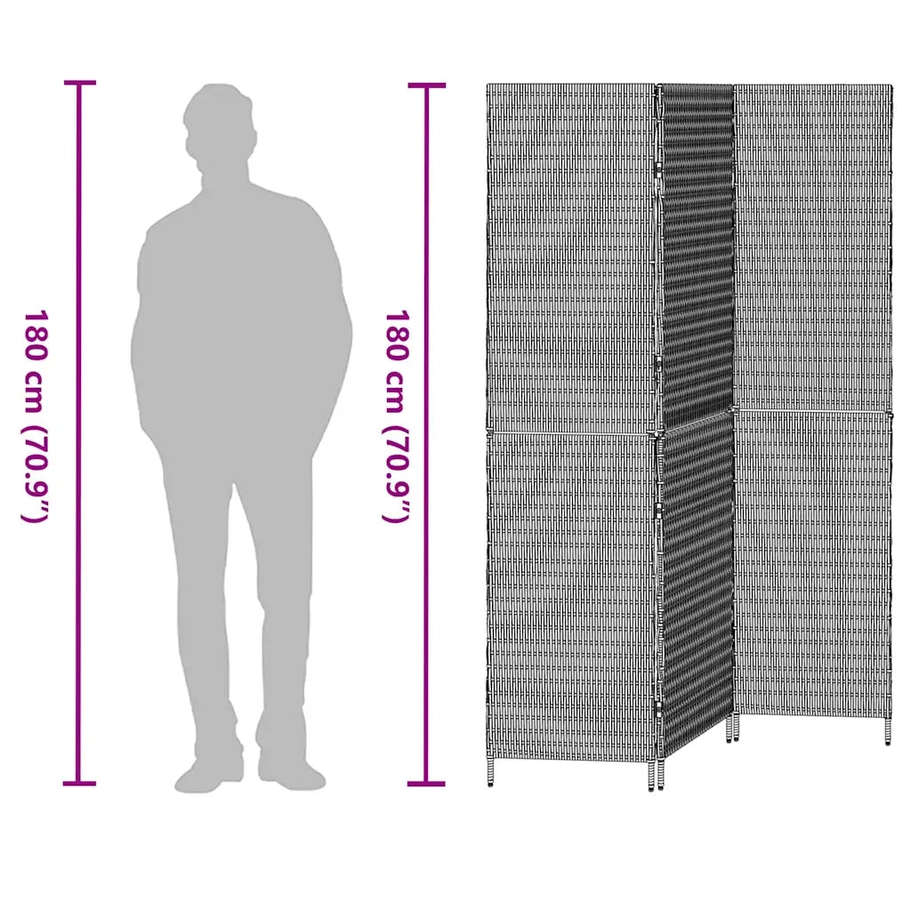 Divider per stanze | Paravento | Divisorio Ambienti Marrone 146 x 180 cm polyrattan