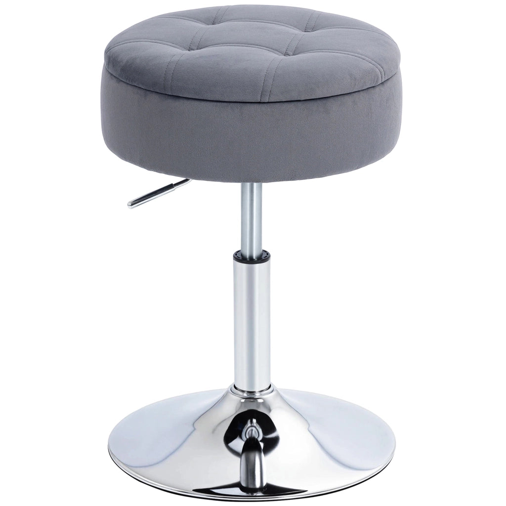 Sgabello da Bar Regolabile con Seduta Girevole Imbottita ¨C zephmum ¨C Grigio