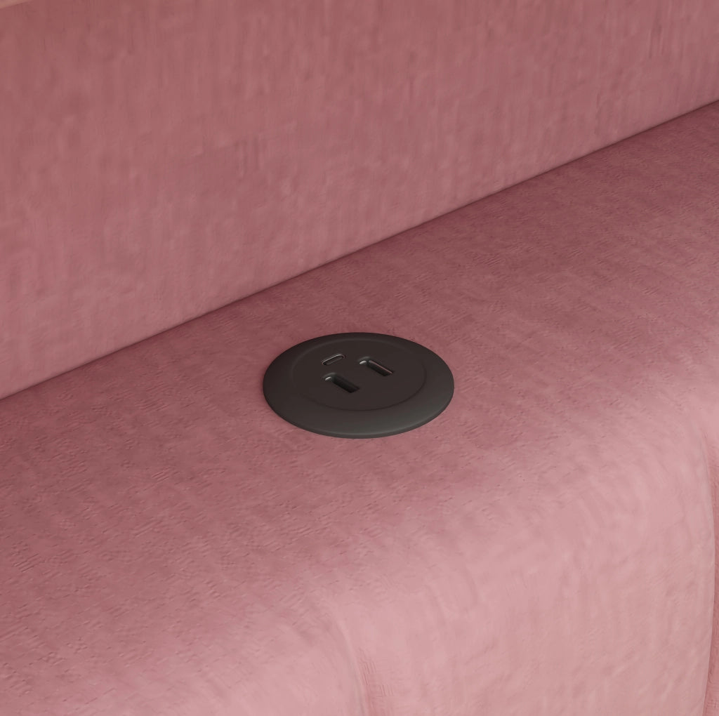 LETTO Imbottito 90x200 cm Rosa con LED, USB, Letto Estraibile e 3 Cassetti