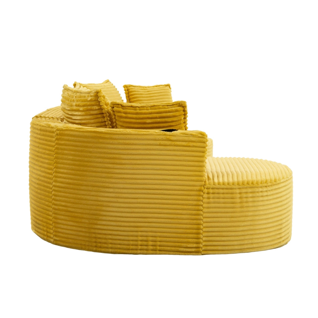 Divano Bogesofa in Tessuto a Coste ¨C MINIMAL ¨C Morbido, con Portabicchieri e Tasca, Cuscini Inclusi