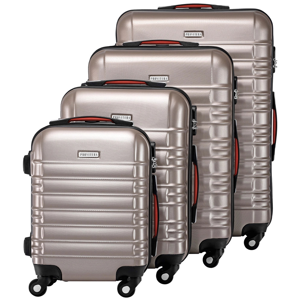 Set 4 Valigie Rigide con Ruote Easy Roll Trolley Bagaglio mano Viaggio Champagne