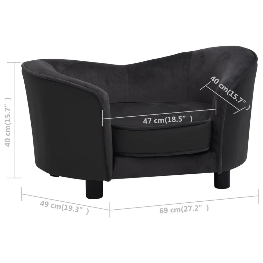 Divano per cani nero 69 cm in peluche e sintetico nero 02_0000204