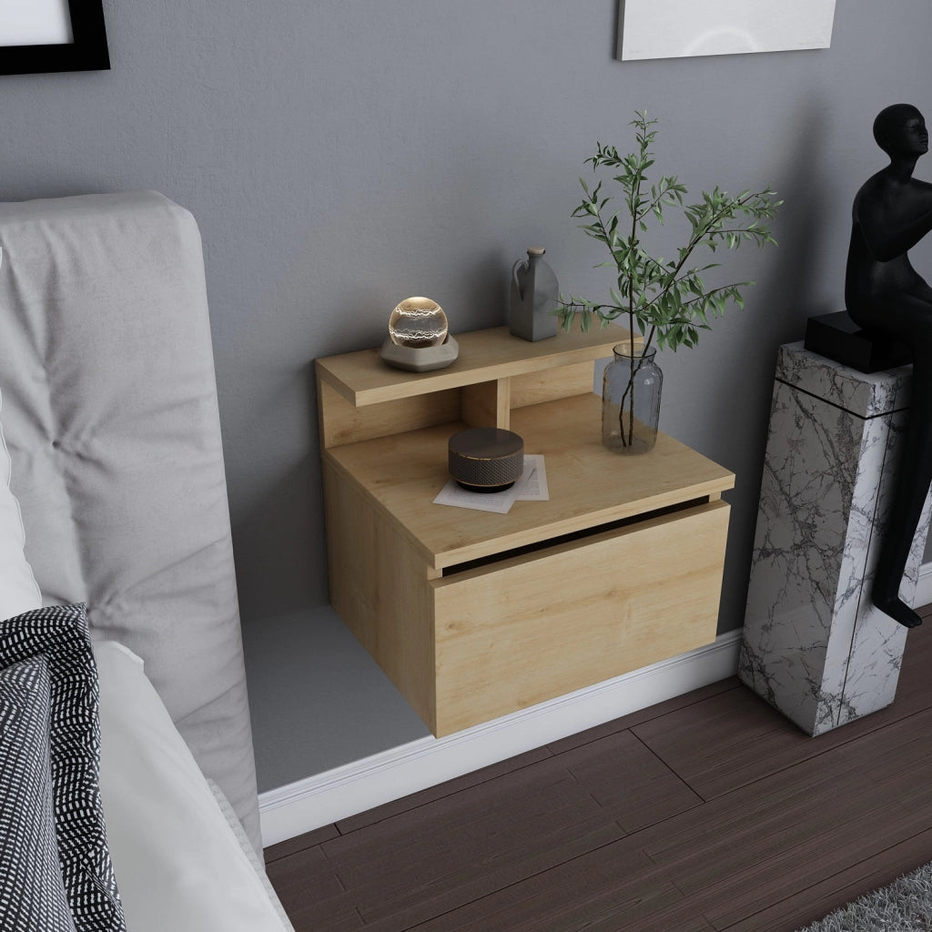 Comodino da parete in legno "Alice" - 40 x 32 x 35 cm - Beige