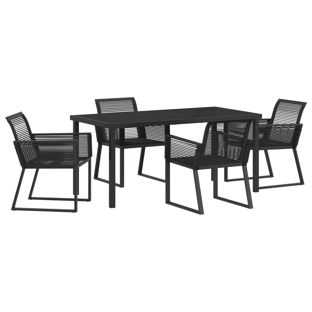 Set da Pranzo da Giardino 5 Pezzi Nero Polirattan