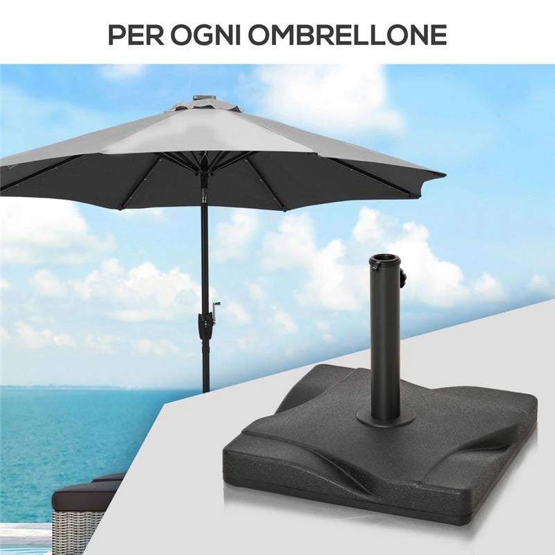 BASE PER OMBRELLONE IN PLASTICA DA 20KG PER PALI DA 30-35-38MM COLORE NERO