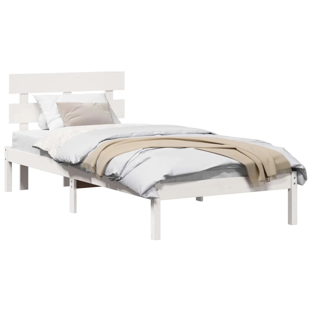 Struttura del letto Bianco 100 x 200 cm Legno massello di pino 872141