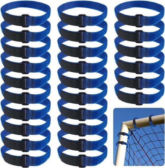 Raccordi di Fissaggio per Reti da Calcio - Accessori per Reti da Calcio - Val - Colore Notte Blu - Grilletti e Cerniere Regolabili - 30 Pezzi - Adatto per Reti da Calcio - Blu Modello