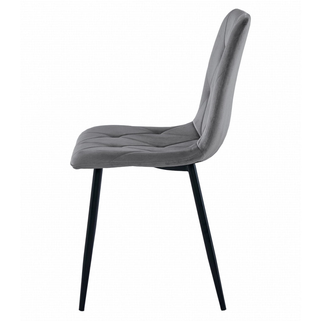 Set Sala da Pranzo Libra con Tavolo Craft e 4 Sedie in Velluto Grigio