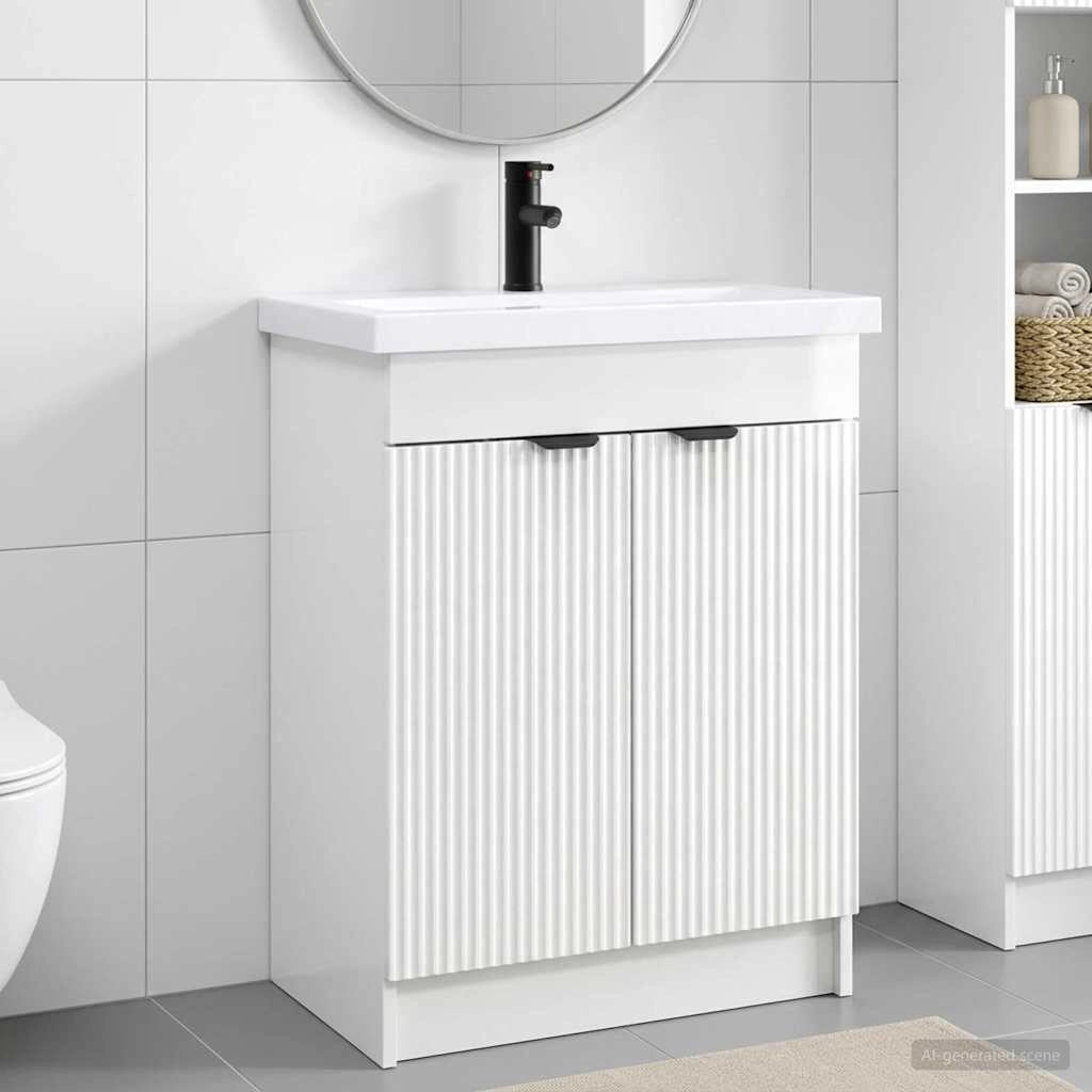 Set di mobili per il bagno Bianco Lucido 56 x 37,5 x 81 cm 3404148