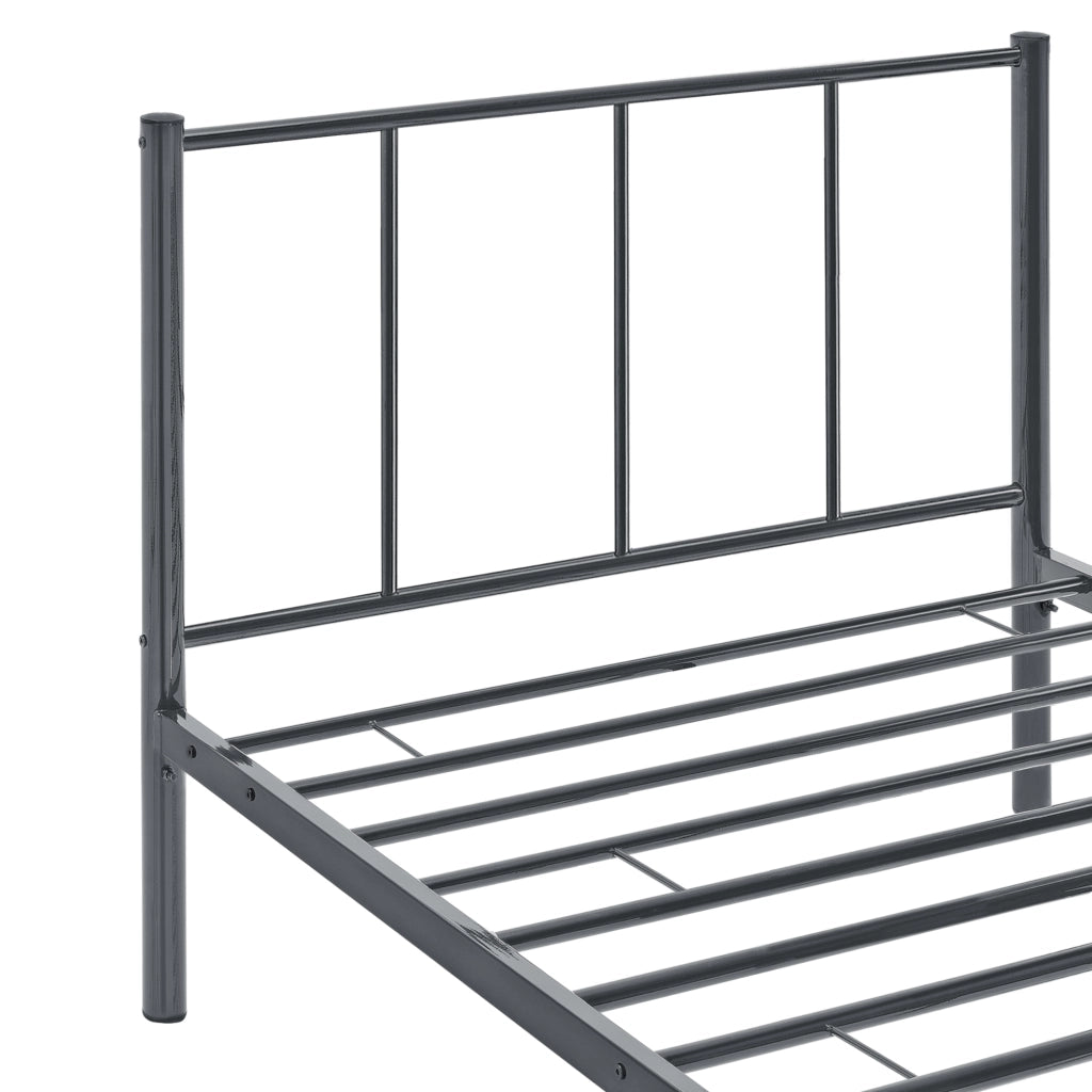 Struttura Letto Singolo 90x200 cm in Acciaio con Testiera e Pediera - Grigio Scuro Opaco [en.casa]