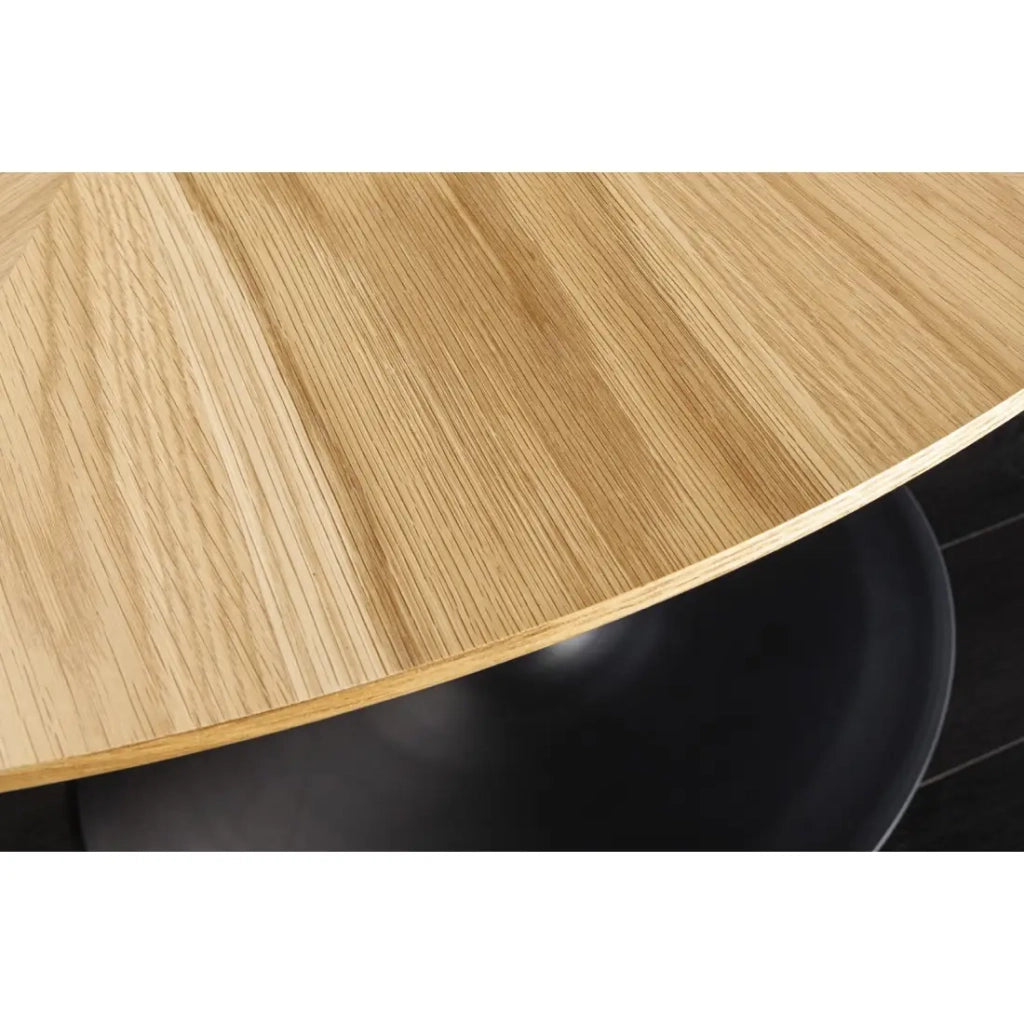Tavolo da pranzo SOREN – Impiallacciatura di quercia e metallo – 120 cm – Rotondo – Stile moderno