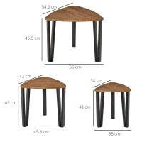 Set di 3 Tavolini da Caffè di Design Diverse Grandezze Finitura in Noce