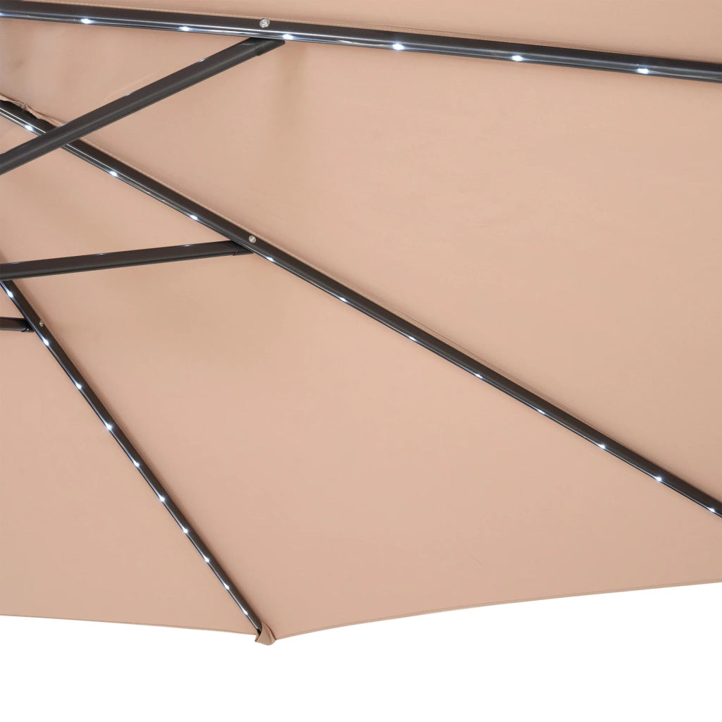 Ombrellone LED Decentrato 3m Beige Banana con Base 2 Pesi 28kg
