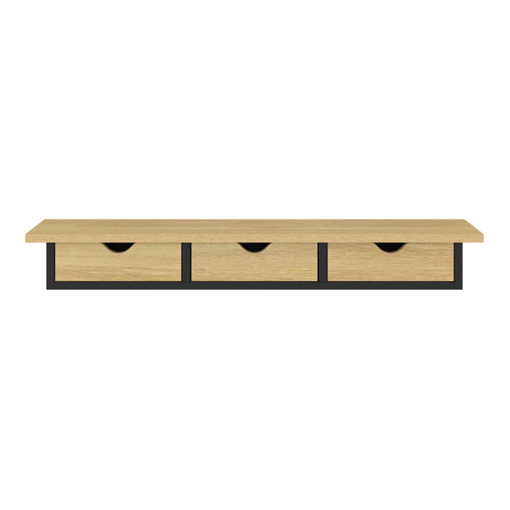 IDMarket - Consolle da parete a 3 cassetti LISE in legno ed effetto nero
