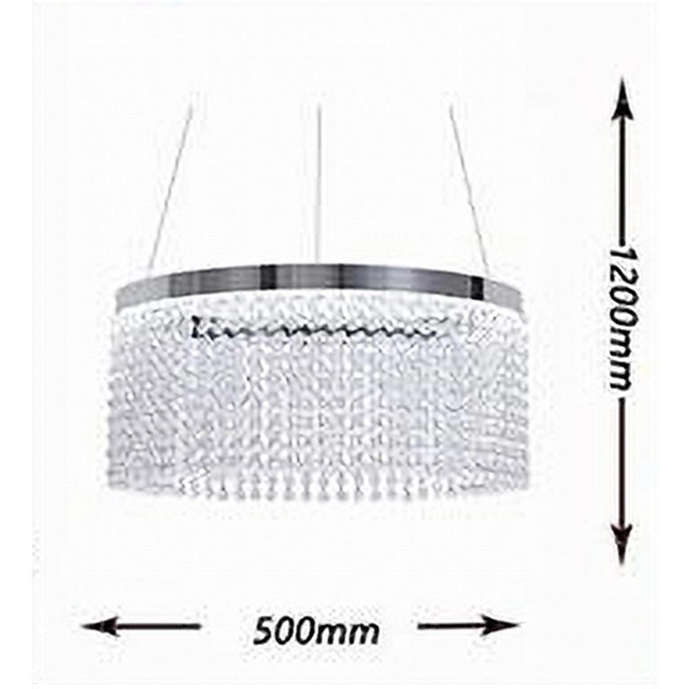 Trade Shop - Lampadario Led 35 W Sospeso Cerchio Con Pendenti Cristallo Luce Fredda 8000k B70 -