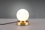 PRINZ II LAMPADA OTTONE SATINATO E SFERA BIANCA  H 15CM 1 LUCE ATTACCO E14