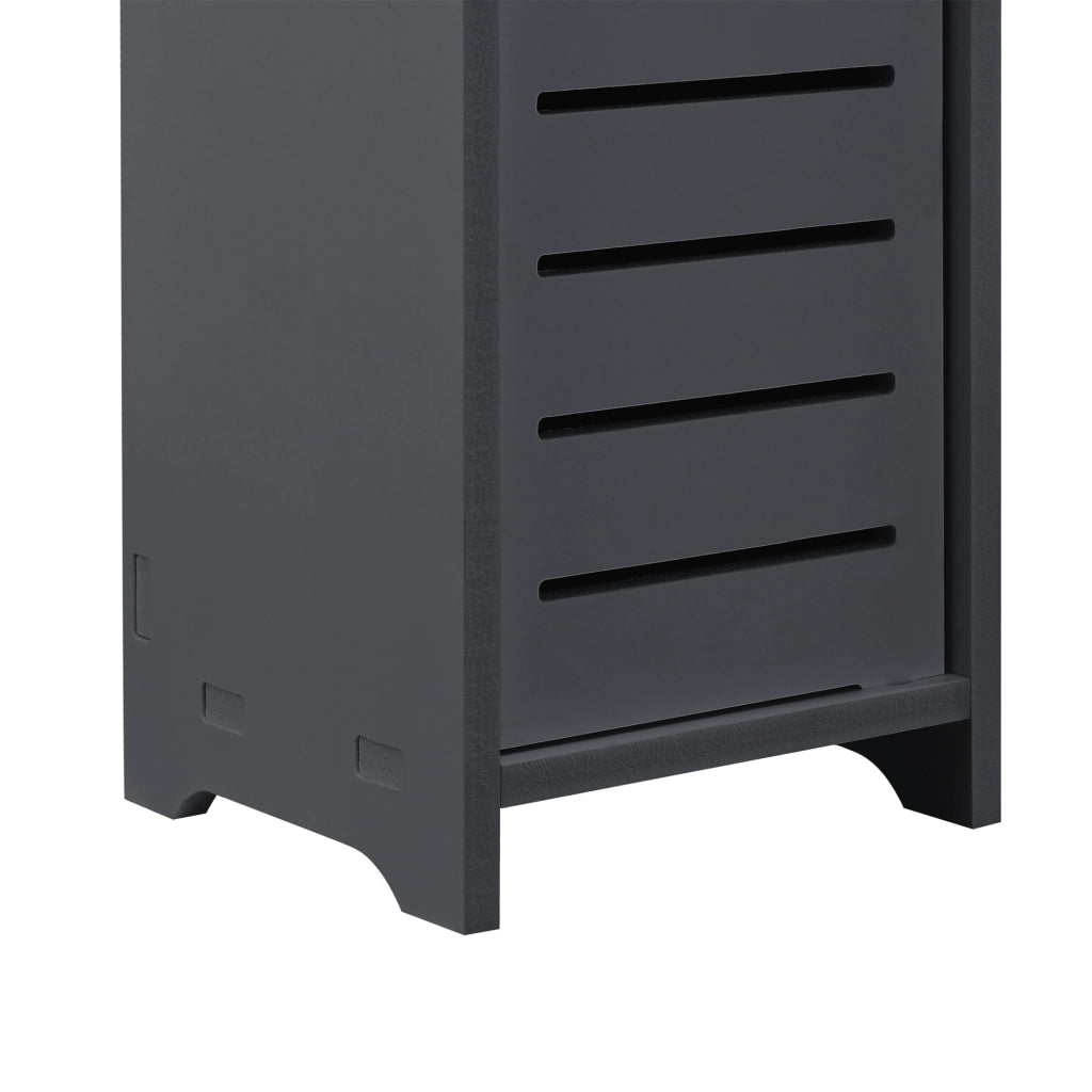 Mobiletto Contenitore Leoben da Bagno con Scomparto Porta Carta Igiencia 80 x 15 x 15 cm - Grigio Scuro [en.casa]